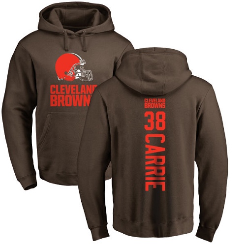 Men Cleveland Browns T J Carrie Brown Jersey #38 NFL Football Backer Pullover Hoodie Sweatshirt